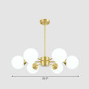 Sleek Glass Spherical Chandelier Light - Minimalist Brass Ceiling Lamp For Living Room 6 /