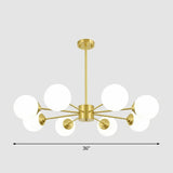 Sleek Glass Spherical Chandelier Light - Minimalist Brass Ceiling Lamp For Living Room 8 /