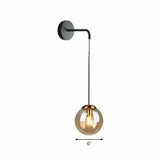 Sleek Glass Spherical Wall Sconce Light - Stylish Single Bulb Hanging Lighting For Living Room Black