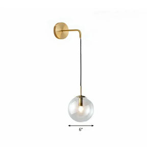 Sleek Glass Spherical Wall Sconce Light - Stylish Single Bulb Hanging Lighting For Living Room Gold
