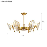 Sleek Gold Crystal Flush Mount Chandelier - Post - Modern Design With Curved Shade Semi Ceiling