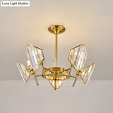 Sleek Gold Crystal Flush Mount Chandelier - Post - Modern Design With Curved Shade Semi Ceiling
