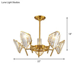 Sleek Gold Crystal Flush Mount Chandelier - Post - Modern Design With Curved Shade Semi Ceiling