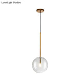 Sleek Gold Pendant Over Table: Clear Glass Globe Suspension Lighting (6/8/10 Wide)