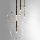 Sleek Gold Pendant Over Table: Clear Glass Globe Suspension Lighting (6/8/10 Wide) / 6