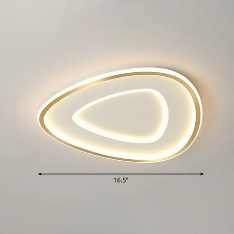 Sleek Gold Teardrop Led Ceiling Light Flush Mount - Simplicity & Style / 16.5’ Remote Control