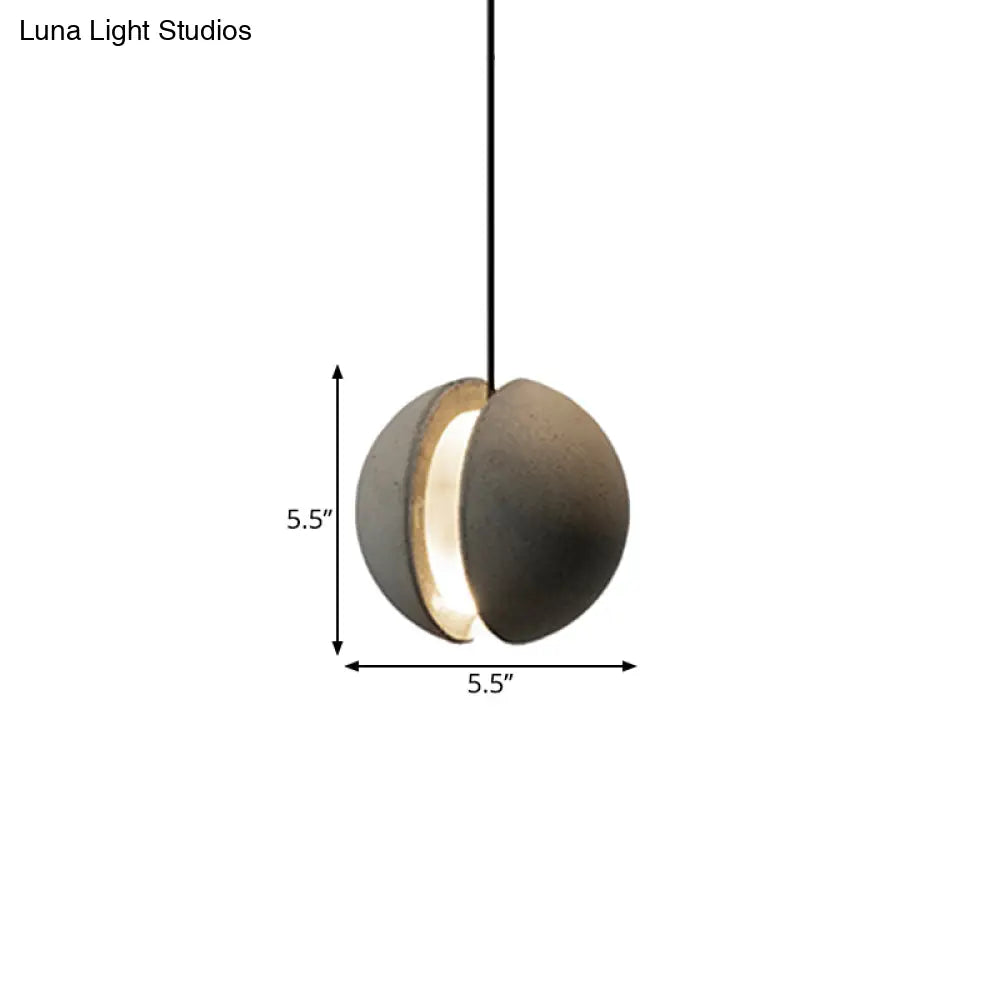 Sleek Grey Cement Hanging Pendant Light: Vintage 1-Light Ceiling Lamp For Living Room