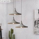 Sleek Grey Cone Suspension Pendant Ceiling Light For Dining Room