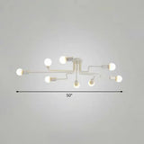 Sleek Industrial Metallic Semi Flush Ceiling Light For Living Room - Maze Mount Lighting 8 / White