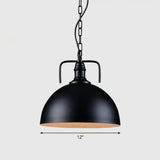 Sleek Iron Dome Pendant Light Fixture With Simplicity Design - Ideal For Restaurants (1 Bulb) Black
