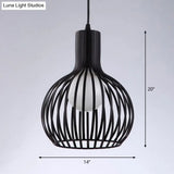 Sleek Iron Loft Pendant Light For Restaurants – Spherical Cage Design Single-Bulb Ceiling Hanging