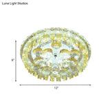 Sleek Led Ceiling Light With Amber Crystal Shade - Perfect For Simple Corridors