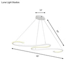 Sleek Led Chandelier: Acrylic Shade White Twisting Ceiling Pendant For Dining Room