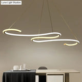 Sleek Led Chandelier: Acrylic Shade White Twisting Ceiling Pendant For Dining Room