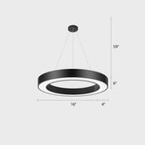 Sleek Led Chandelier Lamp - Metal Loop Shaped Simplicity Black Finish Pendant Light For Gym / 16’