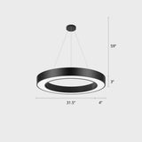Sleek Led Chandelier Lamp - Metal Loop Shaped Simplicity Black Finish Pendant Light For Gym / 31.5’