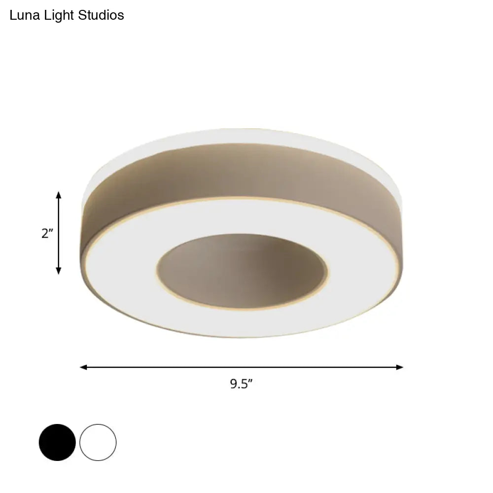 Sleek Led Corridor Ceiling Light With Simple Black/White Flush Mount & Small Square/Round Acrylic