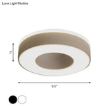 Sleek Led Corridor Ceiling Light With Simple Black/White Flush Mount & Small Square/Round Acrylic