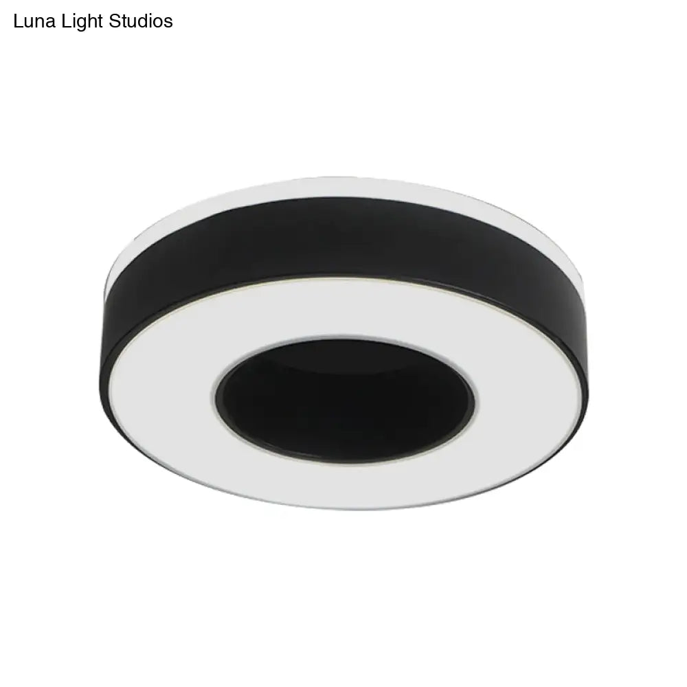 Sleek Led Corridor Ceiling Light With Simple Black/White Flush Mount & Small Square/Round Acrylic