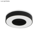 Sleek Led Corridor Ceiling Light With Simple Black/White Flush Mount & Small Square/Round Acrylic
