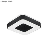 Sleek Led Corridor Ceiling Light With Simple Black/White Flush Mount & Small Square/Round Acrylic