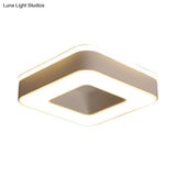 Sleek Led Corridor Ceiling Light With Simple Black/White Flush Mount & Small Square/Round Acrylic