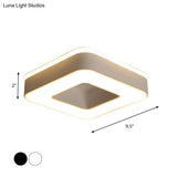 Sleek Led Corridor Ceiling Light With Simple Black/White Flush Mount & Small Square/Round Acrylic