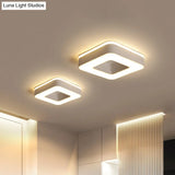 Sleek Led Corridor Ceiling Light With Simple Black/White Flush Mount & Small Square/Round Acrylic
