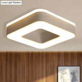 Sleek Led Corridor Ceiling Light With Simple Black/White Flush Mount & Small Square/Round Acrylic