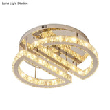 Sleek Led Crystal Semi Flush Mount Lighting For Bedroom With Warm/White/3 - Color Light - Silver