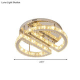 Sleek Led Crystal Semi Flush Mount Lighting For Bedroom With Warm/White/3 - Color Light - Silver