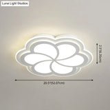 Sleek Led Flush Mount Light Fixture - White Petal Design With Acrylic Shade Close To Ceiling