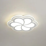 Sleek Led Flush Mount Light Fixture - White Petal Design With Acrylic Shade Close To Ceiling