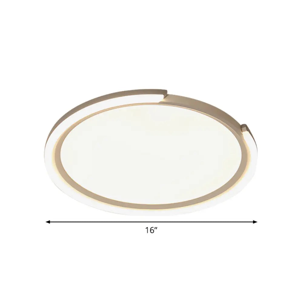 Sleek Led Flushmount Ceiling Lamp | Metallic Shade Warm/White Light 16/19.5/23.5 Diameter