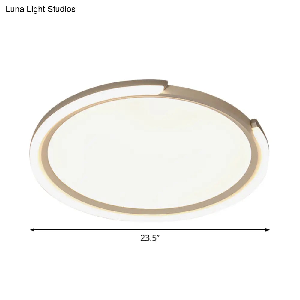 Sleek Led Flushmount Ceiling Lamp | Metallic Shade Warm/White Light 16’/19.5’/23.5’ Diameter