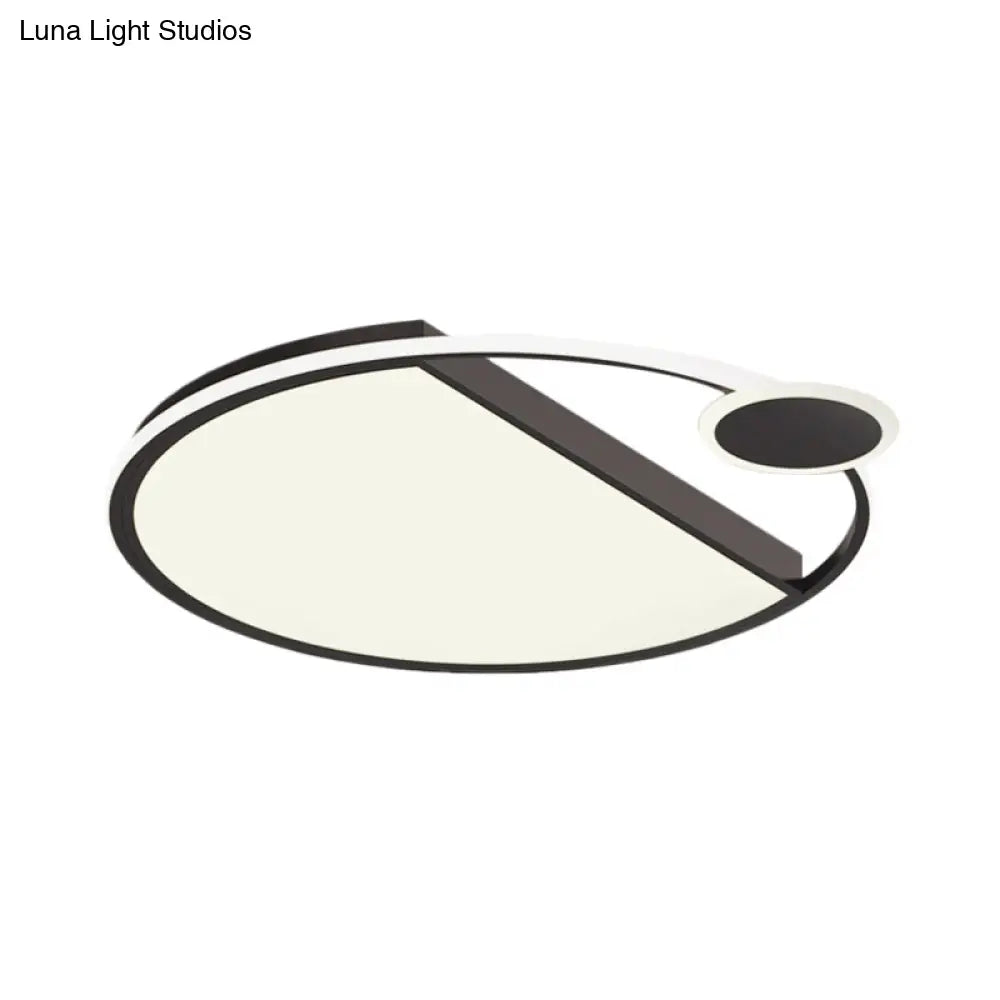 Sleek Led Flushmount Ceiling Light: Simplicity Black/Gold Rounded Thin Design With Acrylic Shade -