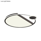 Sleek Led Flushmount Ceiling Light: Simplicity Black/Gold Rounded Thin Design With Acrylic Shade -