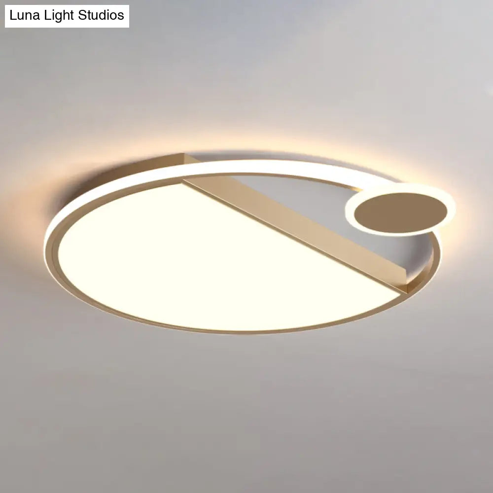 Sleek Led Flushmount Ceiling Light: Simplicity Black/Gold Rounded Thin Design With Acrylic Shade -
