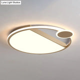 Sleek Led Flushmount Ceiling Light: Simplicity Black/Gold Rounded Thin Design With Acrylic Shade -