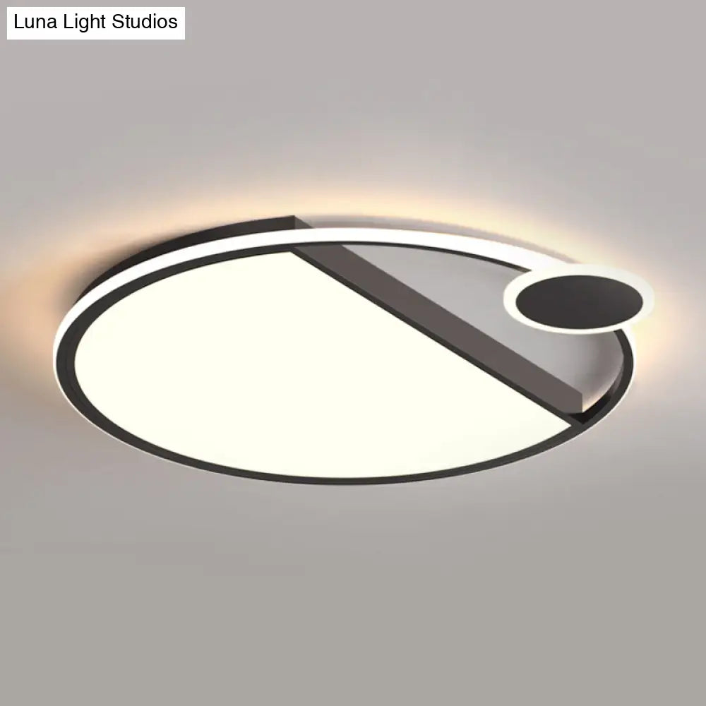 Sleek Led Flushmount Ceiling Light: Simplicity Black/Gold Rounded Thin Design With Acrylic Shade -