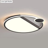 Sleek Led Flushmount Ceiling Light: Simplicity Black/Gold Rounded Thin Design With Acrylic Shade -