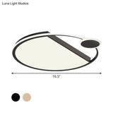 Sleek Led Flushmount Ceiling Light: Simplicity Black/Gold Rounded Thin Design With Acrylic Shade -