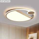 Sleek Led Flushmount Ceiling Light: Simplicity Black/Gold Rounded Thin Design With Acrylic Shade -