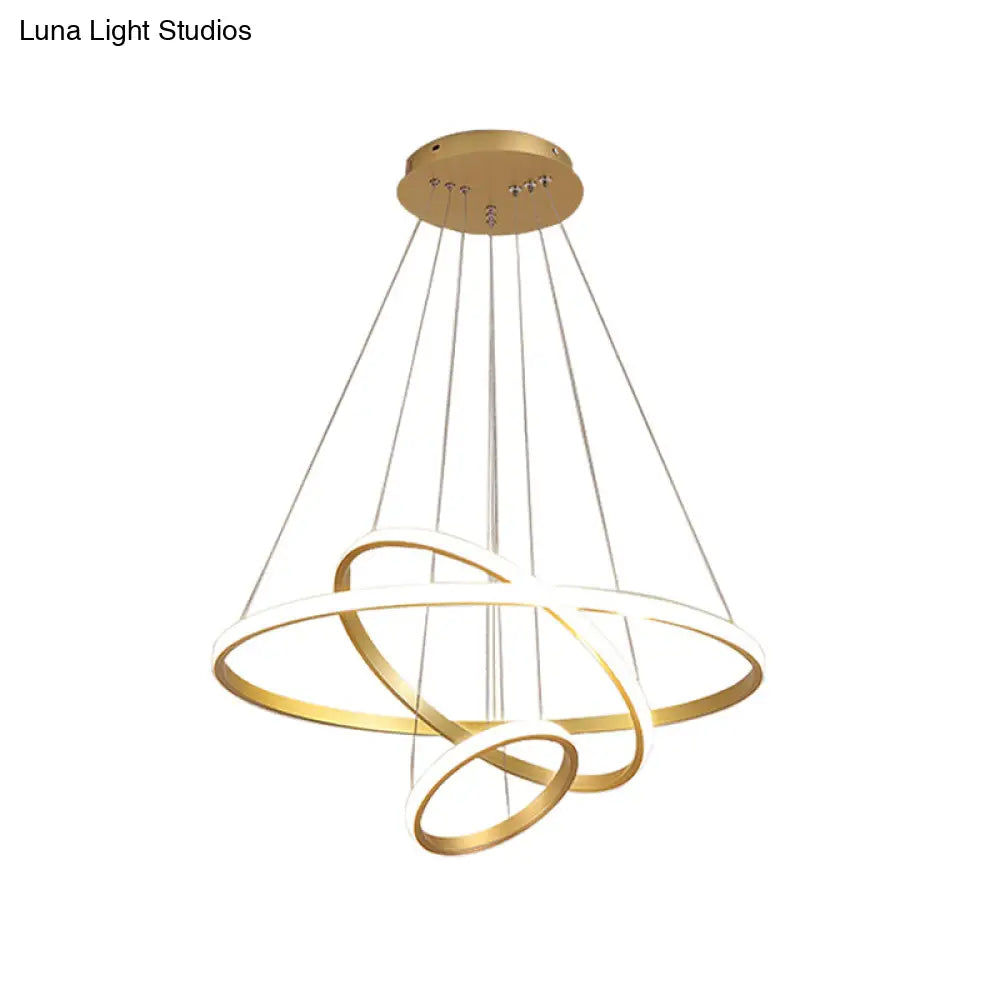 Sleek Led Pendant Light: Modern Acrylic Loop Chandelier For Living Room
