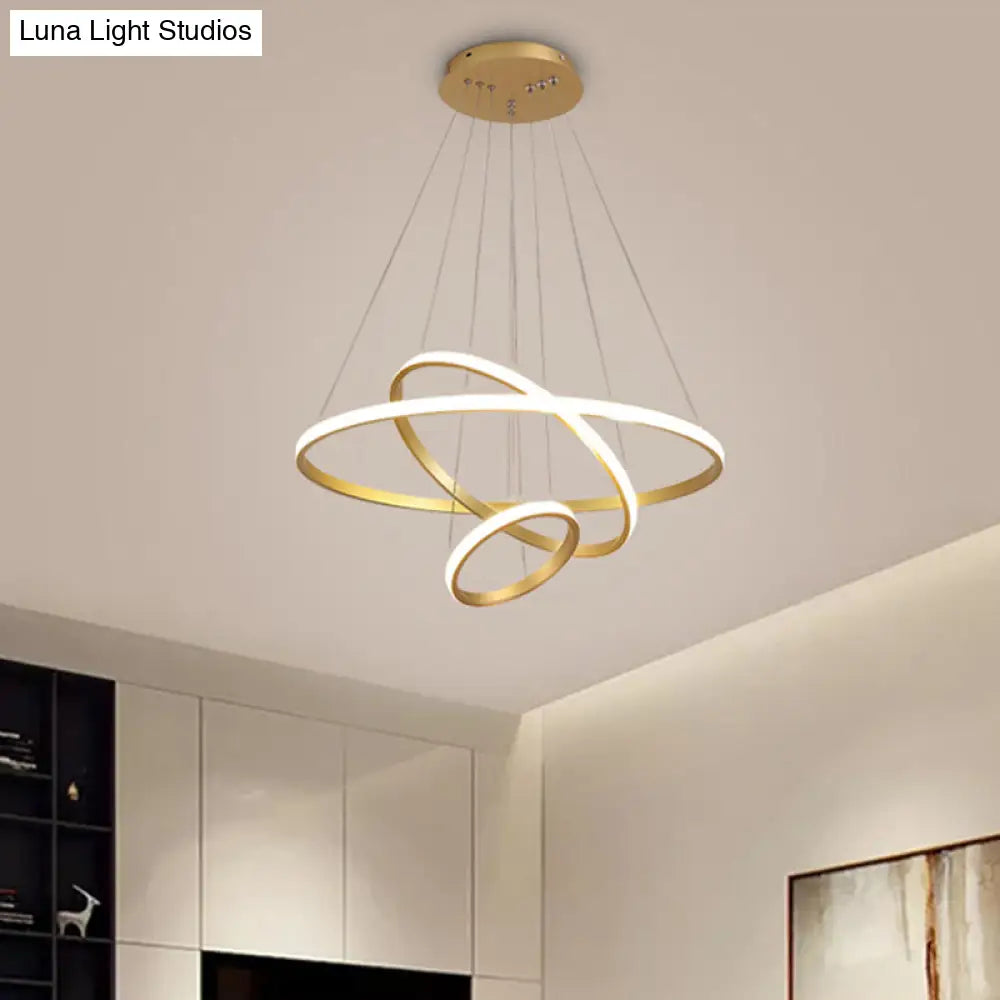 Sleek Led Pendant Light: Modern Acrylic Loop Chandelier For Living Room