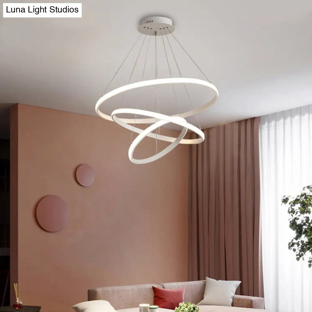 Sleek Led Pendant Light: Modern Acrylic Loop Chandelier For Living Room