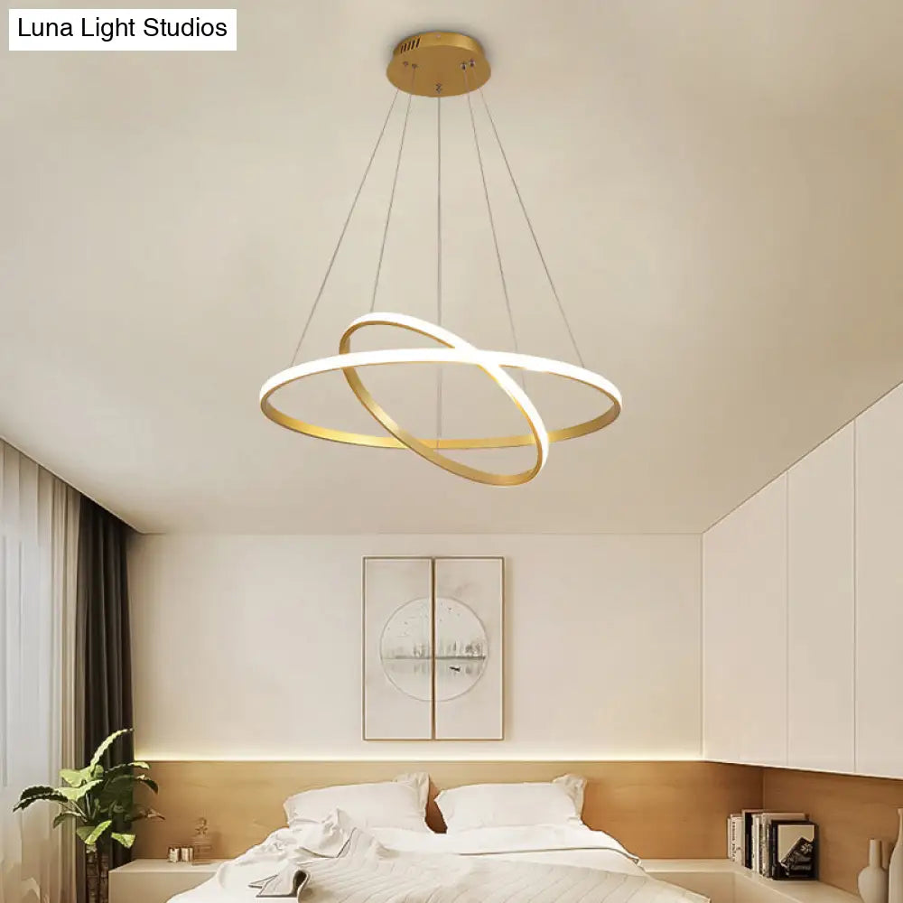 Sleek Led Pendant Light: Modern Acrylic Loop Chandelier For Living Room
