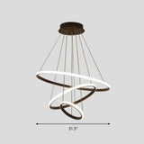 Sleek Led Pendant Light: Modern Acrylic Loop Chandelier For Living Room Black / 31.5’