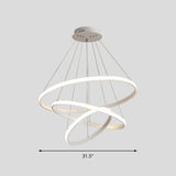 Sleek Led Pendant Light: Modern Acrylic Loop Chandelier For Living Room White / 31.5’