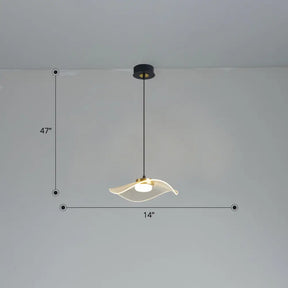 Sleek Led Pendulum Light: Ruffled Design Clear Acrylic Ideal For Dining Room / 14’ Warm